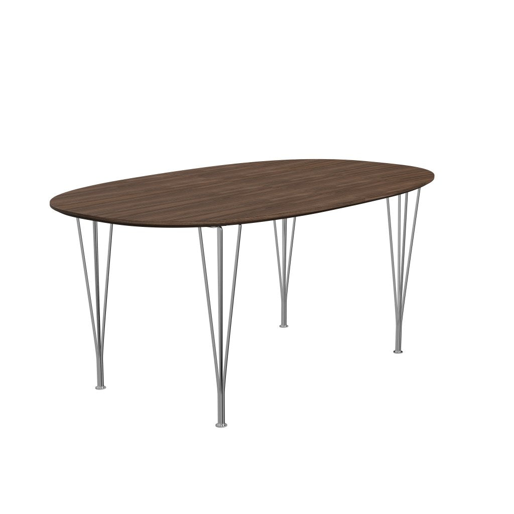 Fritz Hansen Superellipse Uitbreidbare tafel Chrome/Walnut Fineer met Walnut Table Edge, 270x100 cm