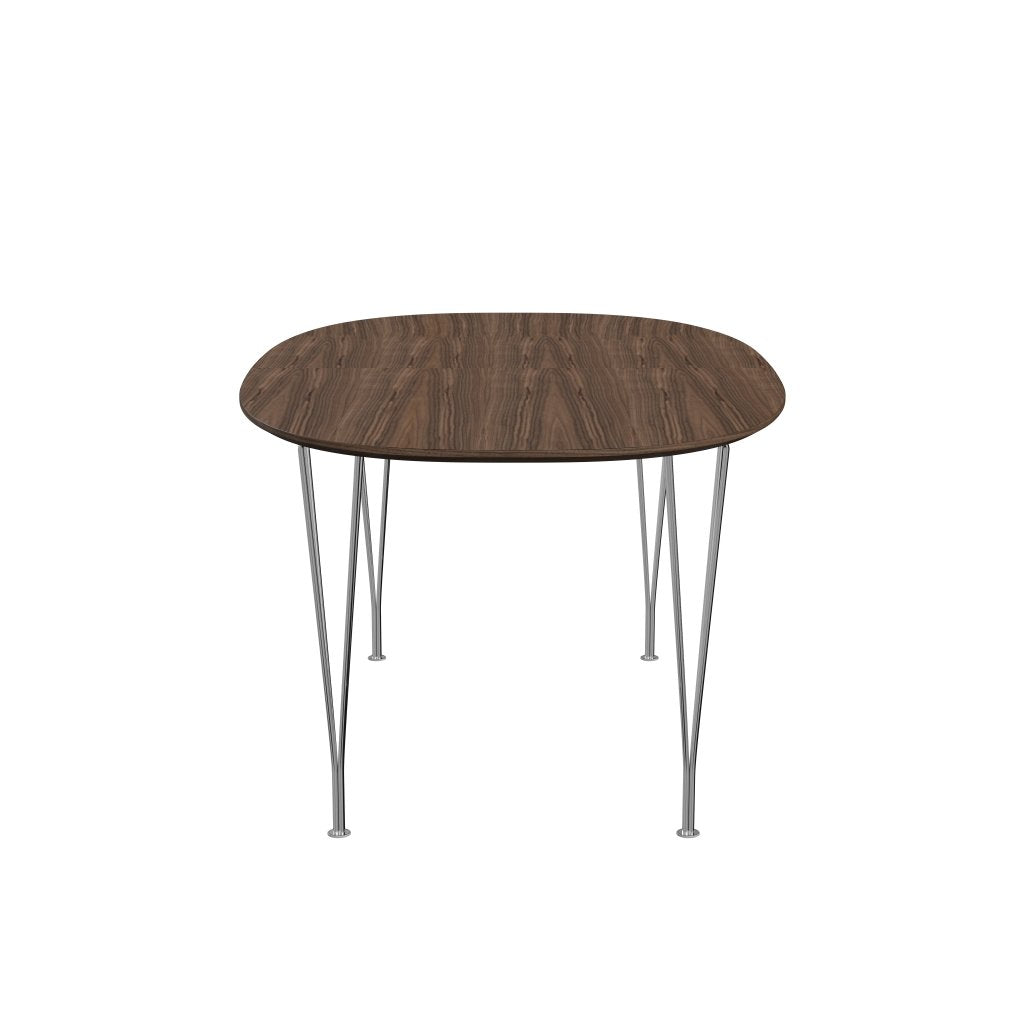 Fritz Hansen Superellipse Uitbreidbare tafel Chrome/Walnut Fineer met Walnut Table Edge, 270x100 cm