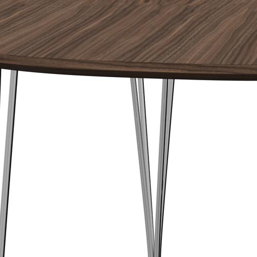 Fritz Hansen Superellipse可扩展的桌子镀铬/核桃桌边缘，270x100 cm
