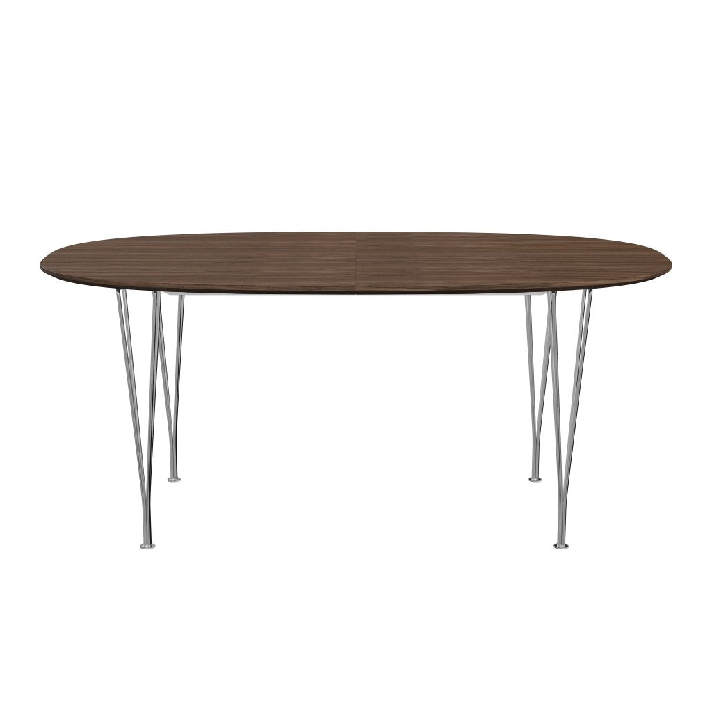 Fritz Hansen Superellipse Tavolo estesibile tavolo Chrome/Walnut con bordo del tavolo in noce, 270x100 cm