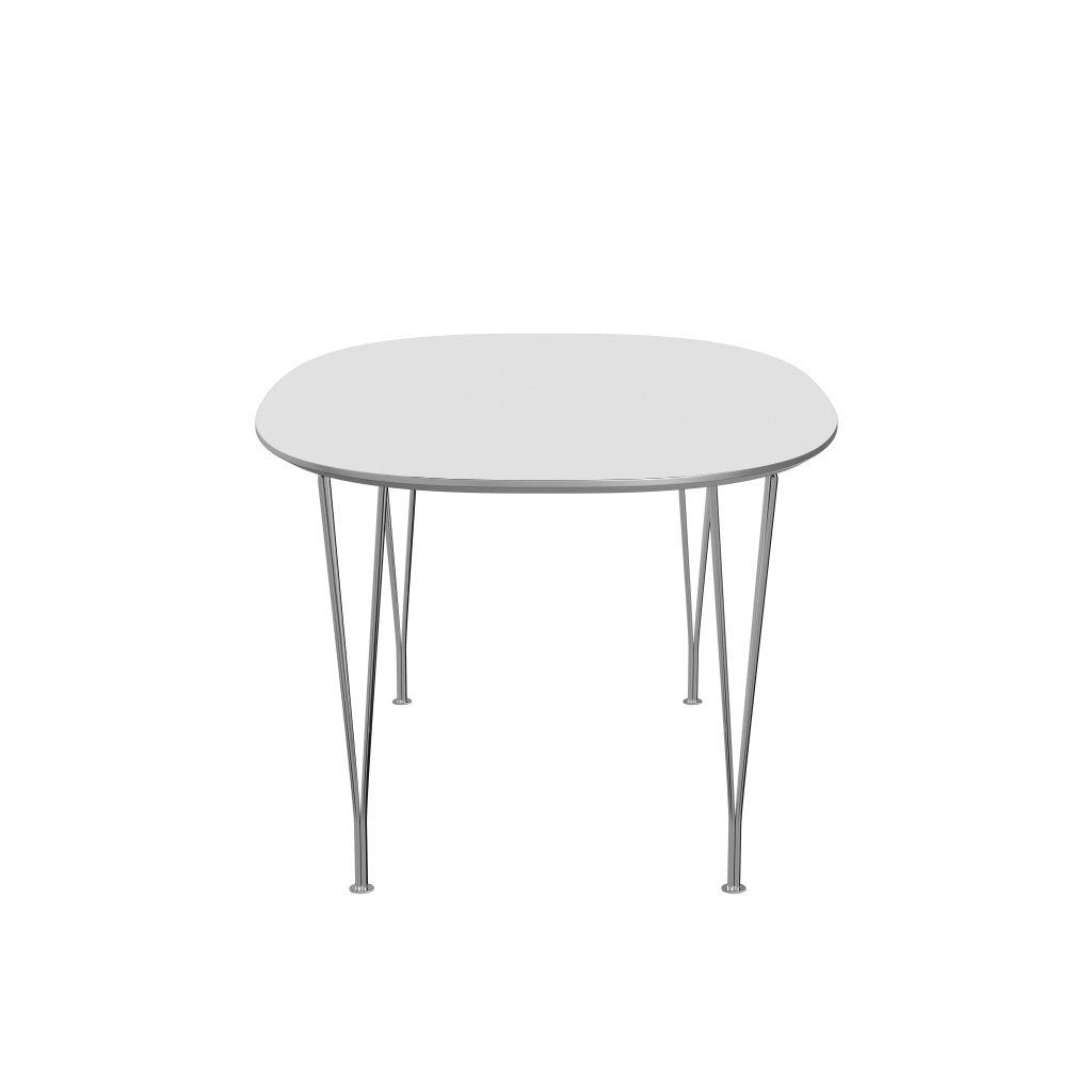 Fritz Hansen Superellipse可扩展的桌子镀铬/白色Fenix层压板，270x100 cm