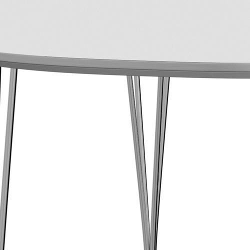 Fritz Hansen Superellipse可扩展的桌子镀铬/白色Fenix层压板，270x100 cm