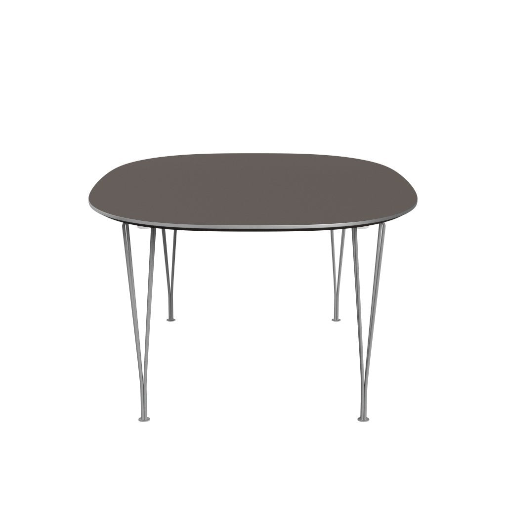 Fritz Hansen Superellipse延伸桌子灰色粉末涂层/灰色Fenix层压板，300x120 cm