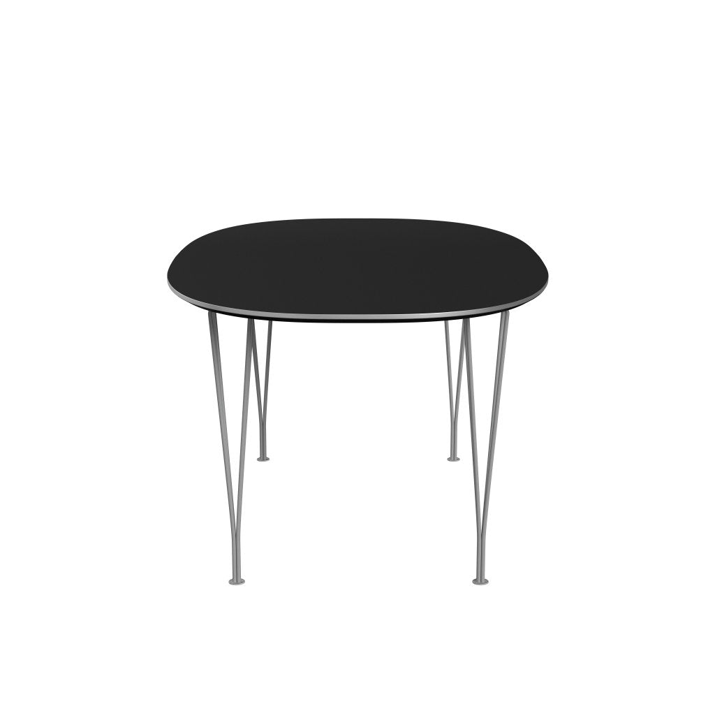 Fritz Hansen Superellipse uitbreidende tafel grijs poeder gecoate/zwarte Fenix ​​-laminaten, 270x100 cm