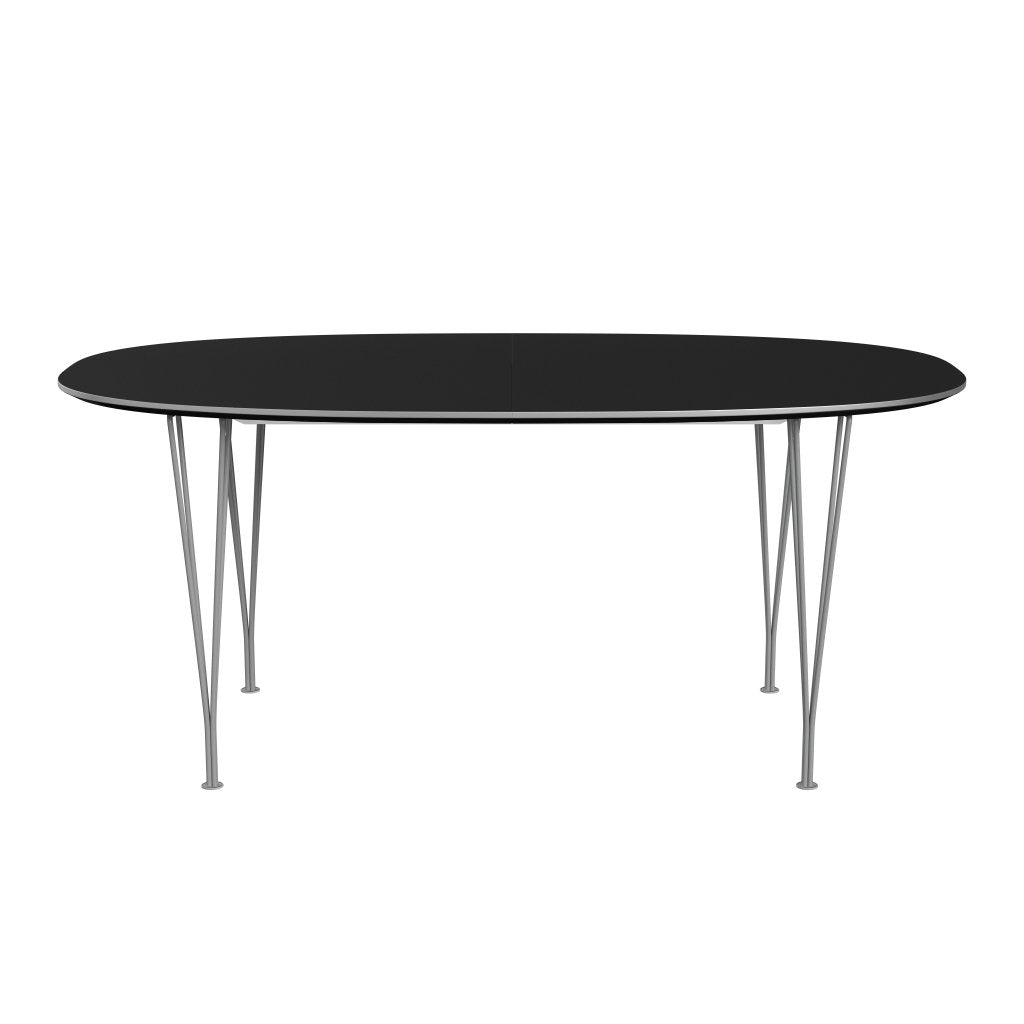 Fritz Hansen Superellipse延伸桌子灰色粉末涂层/黑色Fenix层压板，270x100 cm
