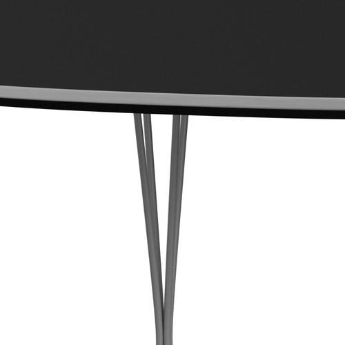 Fritz Hansen Superellipse Ausziehtisch Grau Pulverbeschichtet/Schwarz Fenix Laminate, 300x120 Cm