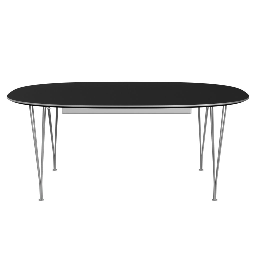 Fritz Hansen Superellipse uitbreidende tafel grijs poeder gecoate/zwarte Fenix ​​-laminaten, 300x120 cm