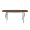 Fritz Hansen Superellipse Ausziehtisch Grau Pulverbeschichtet/Walnuss Furnier, 270x100 Cm