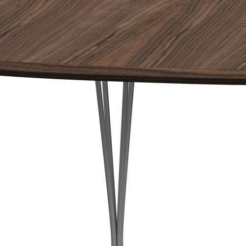 Fritz Hansen Superellips Uitbreidbare tafel Grijs Poeder gecoat/walnootfineer met Walnut Table Edge, 300x120 cm