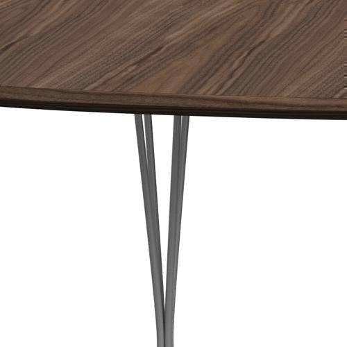 Fritz Hansen Superellipse Extendable Table Grey Powder Coated/Walnut Veneer With Walnut Table Edge, 300x120 Cm