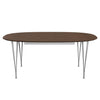 Fritz Hansen Superellipse Table extensible Table Gris Powder revêtu / placage de noix avec bord de table en noyer, 300x120 cm