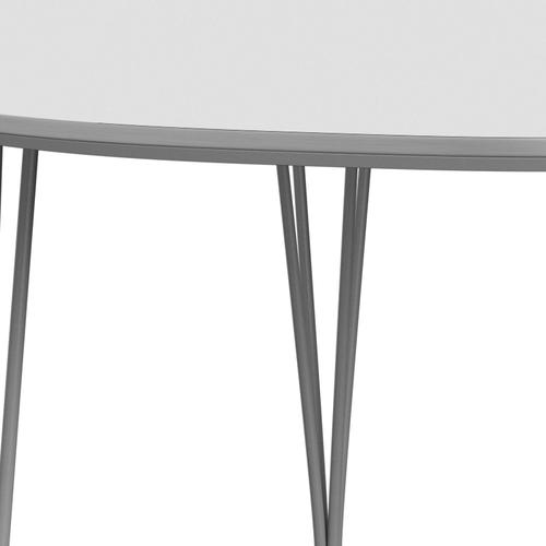 Fritz Hansen Superellipse延伸桌子灰色粉末涂层/白色Fenix层压板，270x100 cm