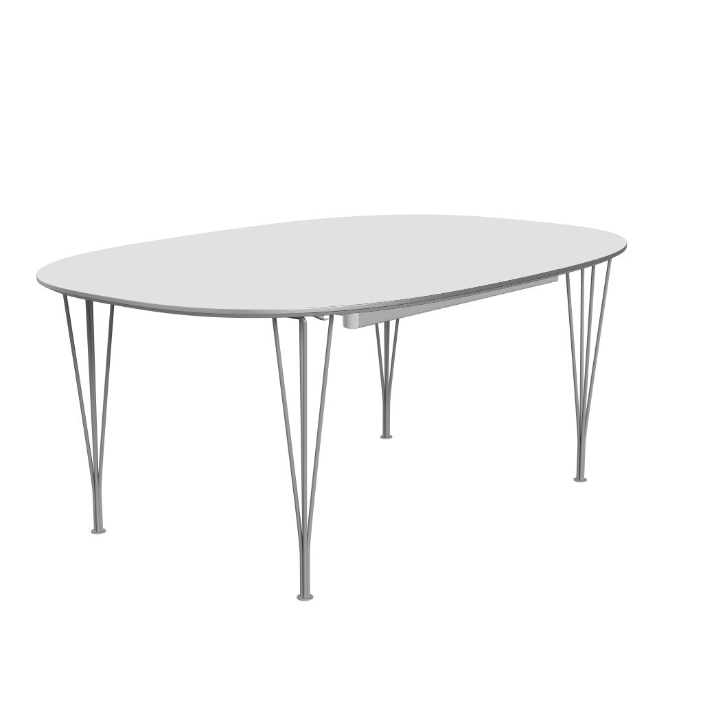 Fritz Hansen Superellips Uitbreidbare tafel Grijs Poeder gecoate/witte Fenix ​​-laminaten, 300x120 cm