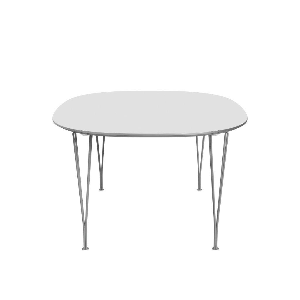 Fritz Hansen Superellipse Ausziehbarer Tisch Grau Pulverbeschichtet/Weiß Fenix Laminate, 300x120 Cm