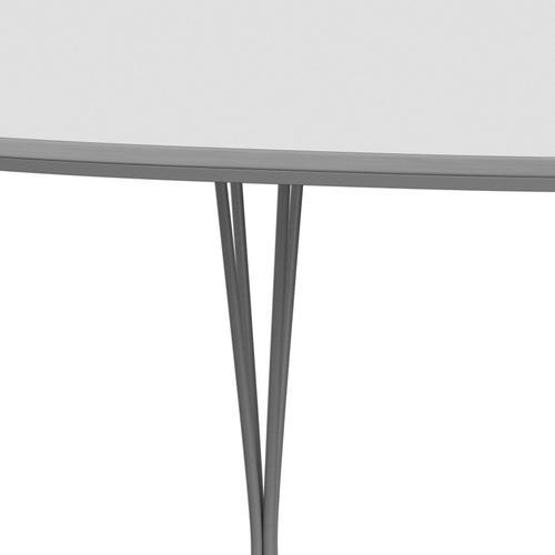 Fritz Hansen Superellipse Extendable Table Grey Powder Coated/White Fenix Laminates, 300x120 Cm