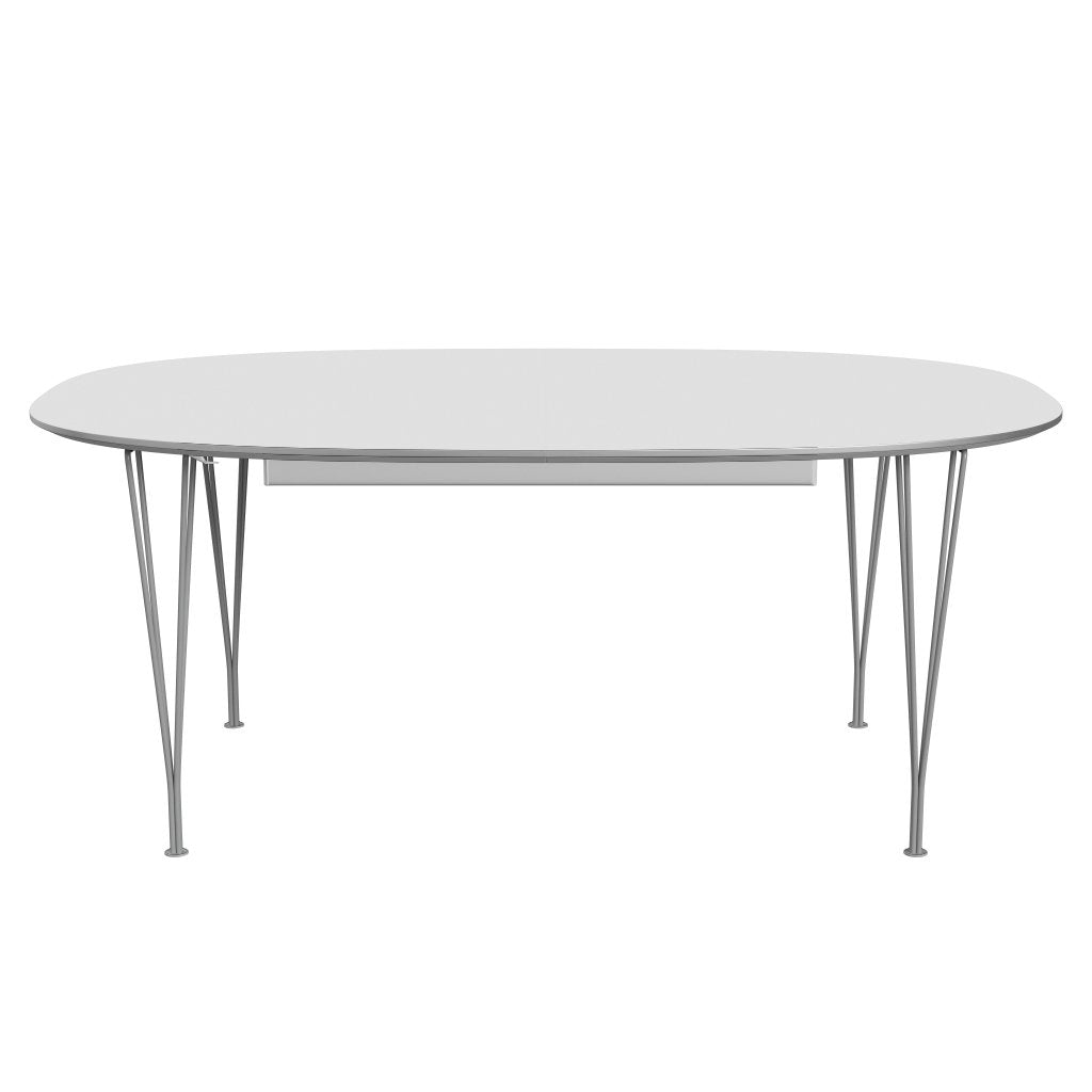 Fritz Hansen Superellipse可扩展的桌子灰色粉末涂层/白色Fenix层压板，300x120 cm
