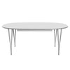 Fritz Hansen Superellips Uitbreidbare tafel Grijs Poeder gecoate/witte Fenix ​​-laminaten, 300x120 cm