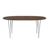 Fritz Hansen Superellipse che estende il tavolo nove impiallacciatura grigia/noce con bordo del tavolo in noce, 270x100 cm