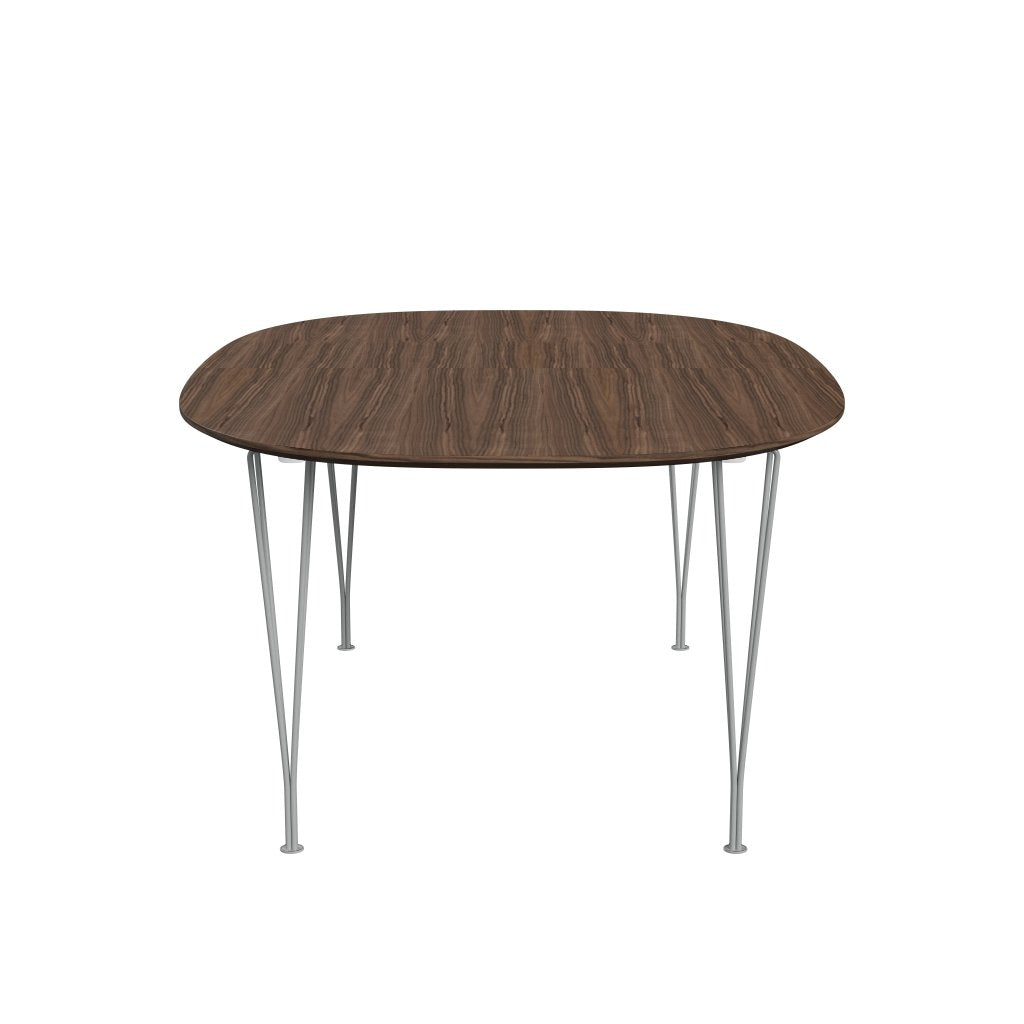 Fritz Hansen Superellipse, der udvider bordet ni grå/valnødfiner med valnødbordskant, 300x120 cm