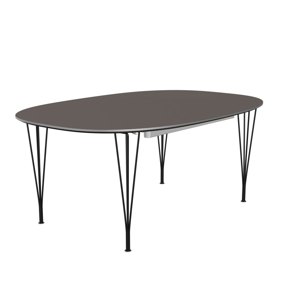 Fritz Hansen Superellipse Uitbreidbare tafel Zwart/grijze Fenix ​​-laminaten, 300x120 cm