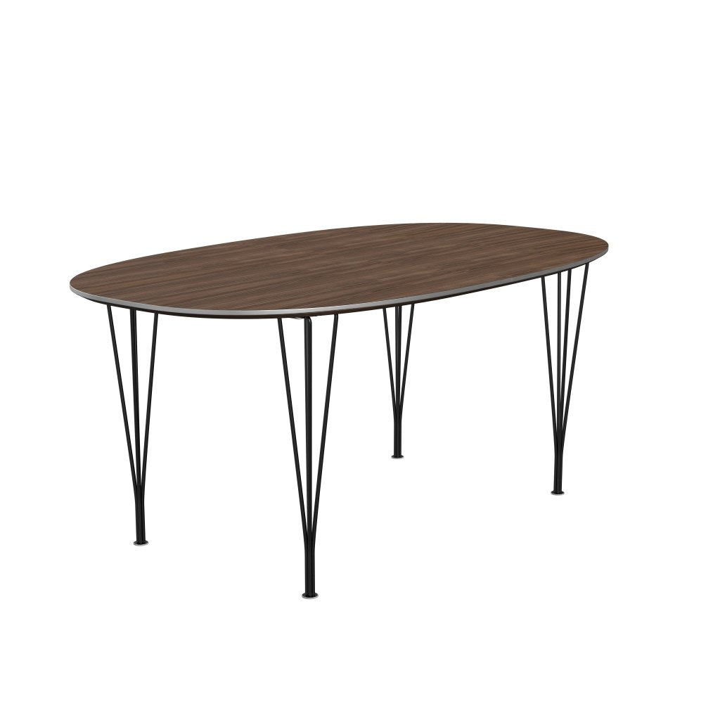 Fritz Hansen Superellipse Extendable Table Black/Walnut spónn, 270x100 cm