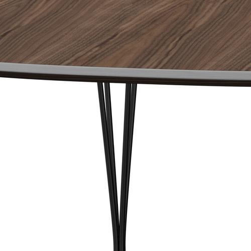 Fritz Hansen Superellips Uitbreidbare tafel zwart/walnootfineer, 300x120 cm