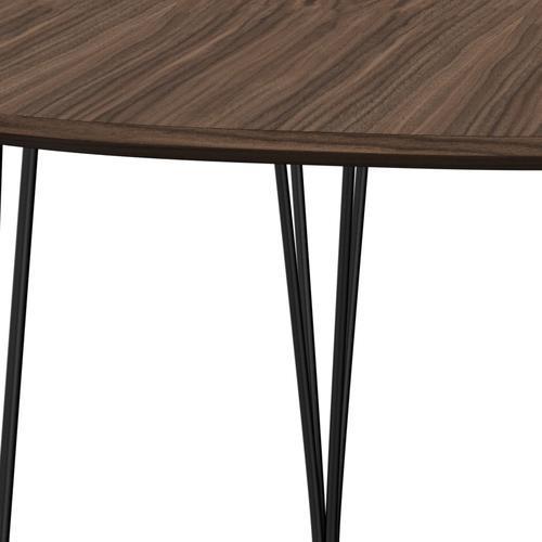 Fritz Hansen Superellipse Udvidelig bord sort/valnødfiner med valnødbordskant, 270x100 cm