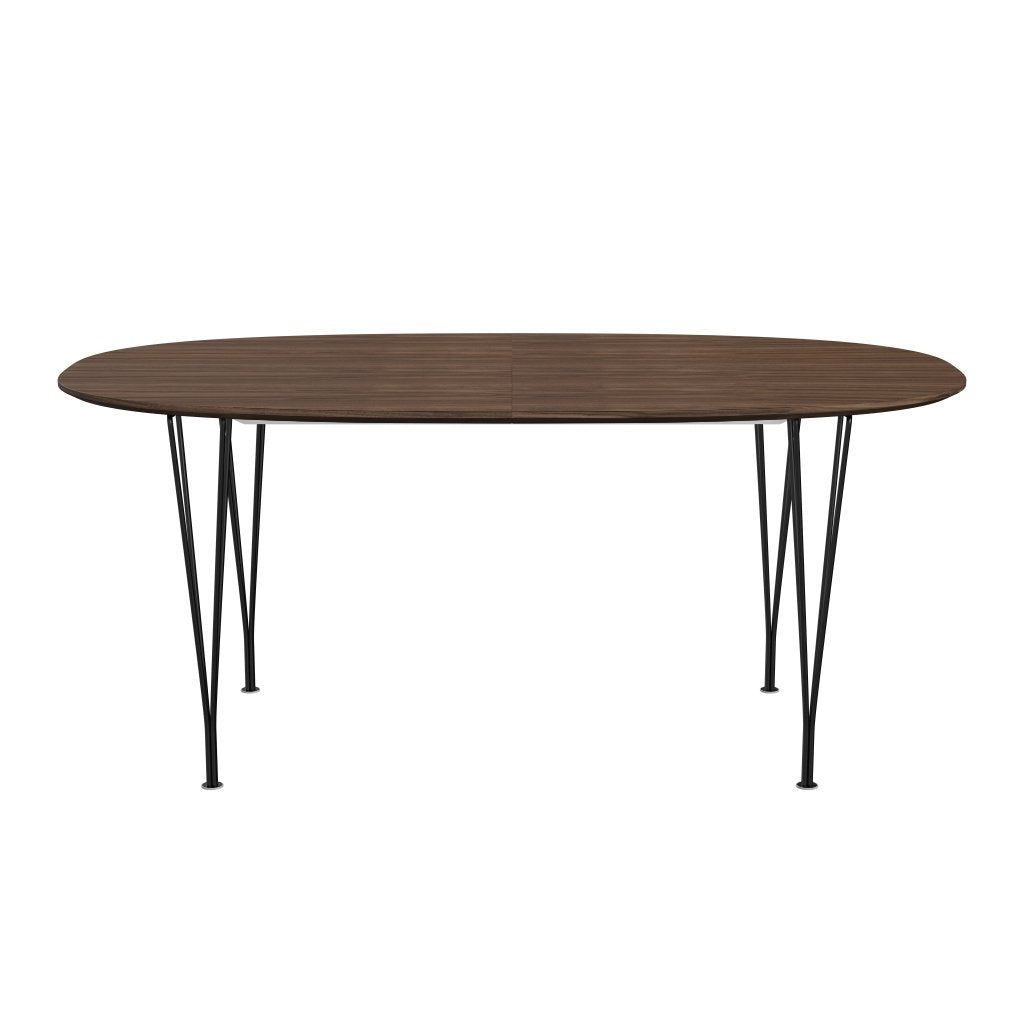 Fritz Hansen Superellipse Tavolo estendibile intallata nera/noce con bordo del tavolo in noce, 270x100 cm
