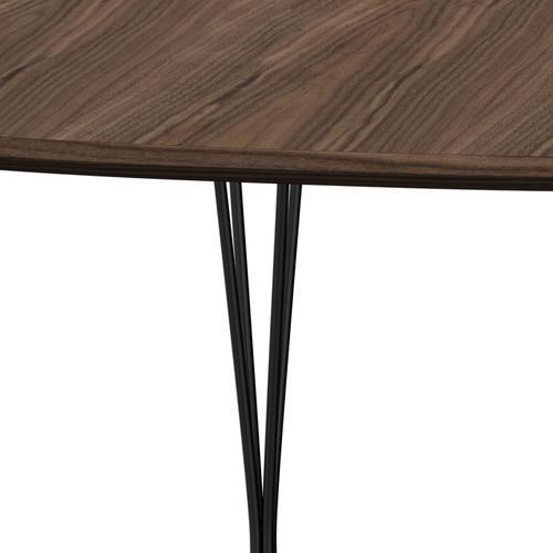 Fritz Hansen Superellipse Uitbreidbare tafel Zwart/Walnoot Fineer met Walnut Table Edge, 300x120 cm