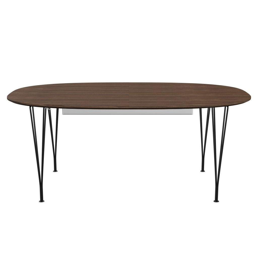 Fritz Hansen Superellipse Tavolo estendibile intallata nera/noce con bordo del tavolo in noce, 300x120 cm