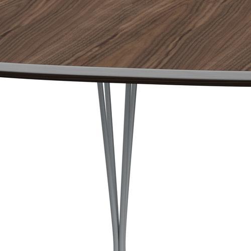Fritz Hansen Superellipse laajennettava pöytä SilverGrey/Walnut Veneer, 300x120 cm