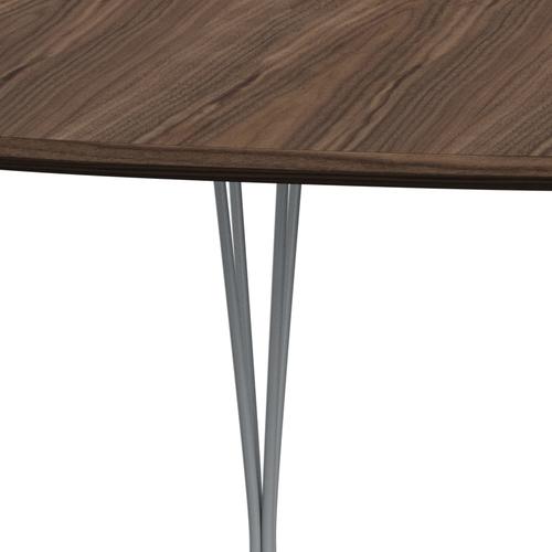 Fritz Hansen Superellipse Extension Table Silver Grey / Nut Nut Loneer avec bord de table en noyer, 300x120 cm