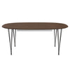 Fritz Hansen Superellipse Extend Table Graphite chaude / placage de noix avec bord de table de noyer, 300x120 cm