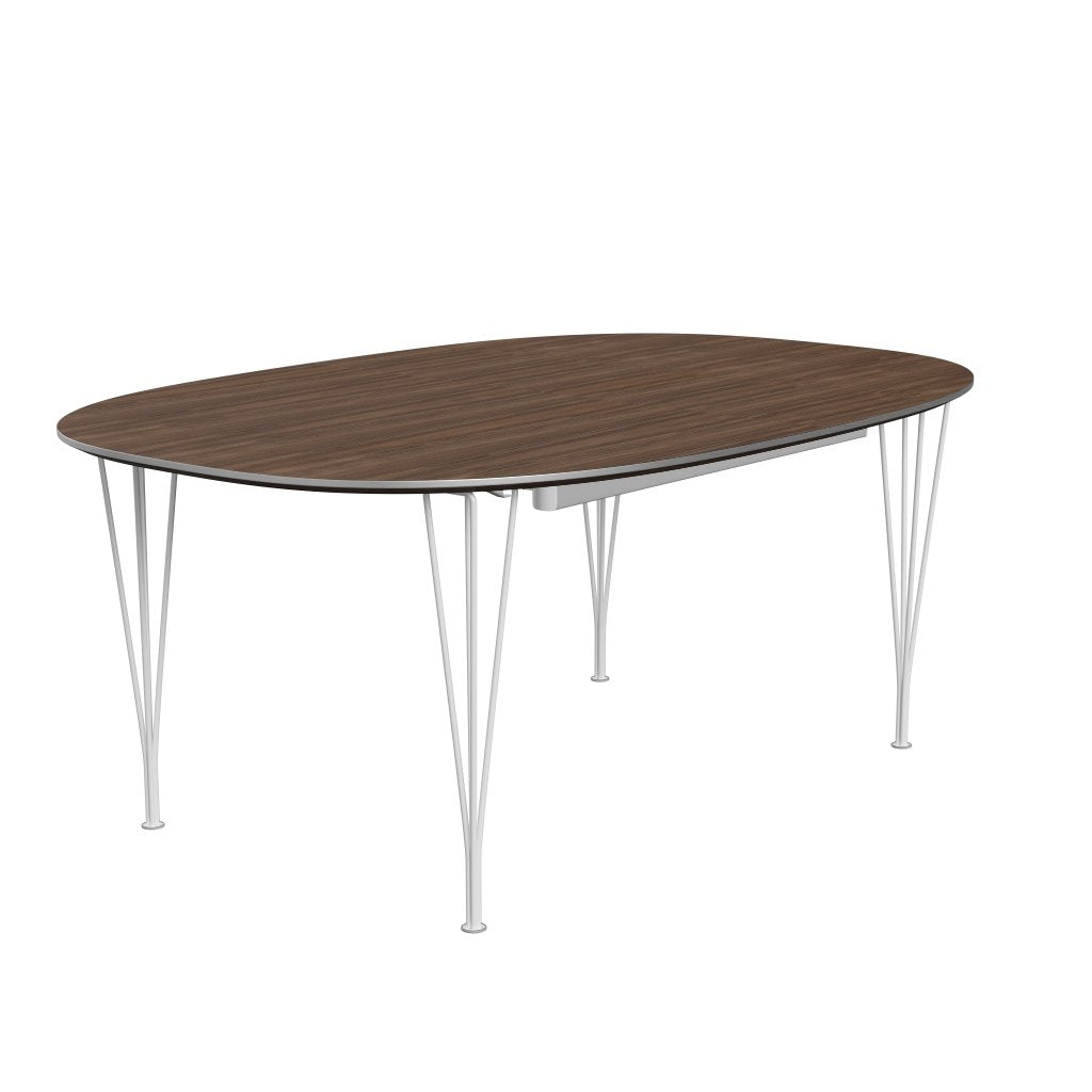 Fritz Hansen Superellipse Extendable Table White/Walnut Veneer, 300x120 Cm