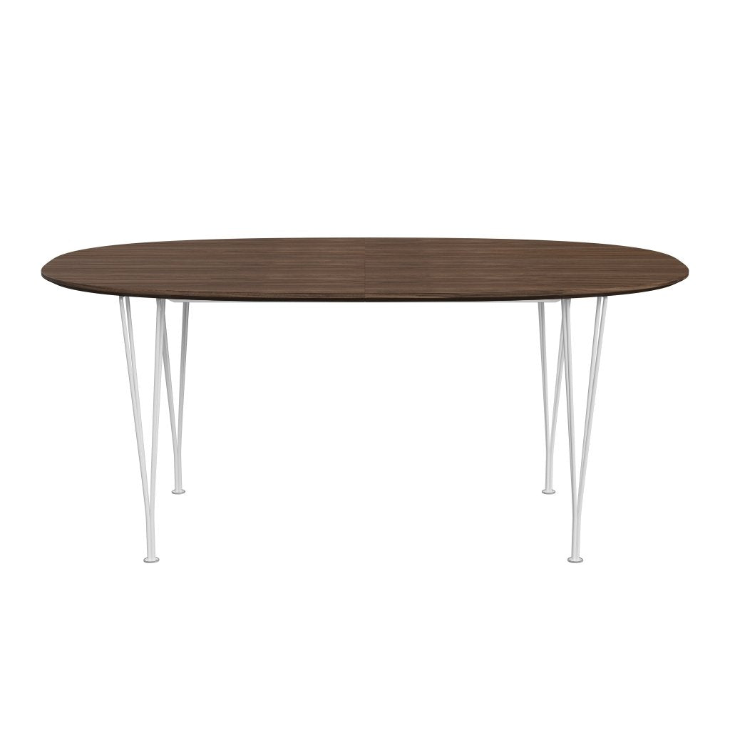 Fritz Hansen Table extensible Superellipse Veneer blanc / noyer avec bord de table en noyer, 270x100 cm