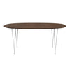 Fritz Hansen Superellipse Udvidelig bord hvid/valnødfiner med valnødbordskant, 270x100 cm