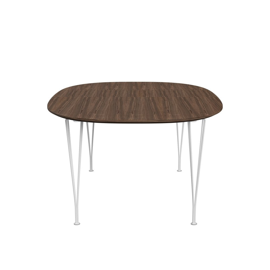 Fritz Hansen Superellipse Udvidelig bord hvid/valnødfiner med valnødbordskant, 300x120 cm