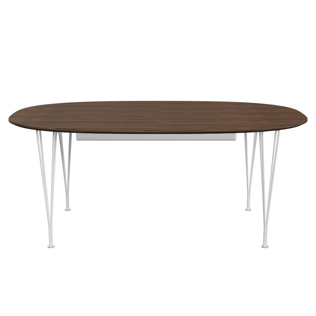 Fritz Hansen Table extensible Superellipse Veneer blanc / noyer avec bord de table en noyer, 300x120 cm