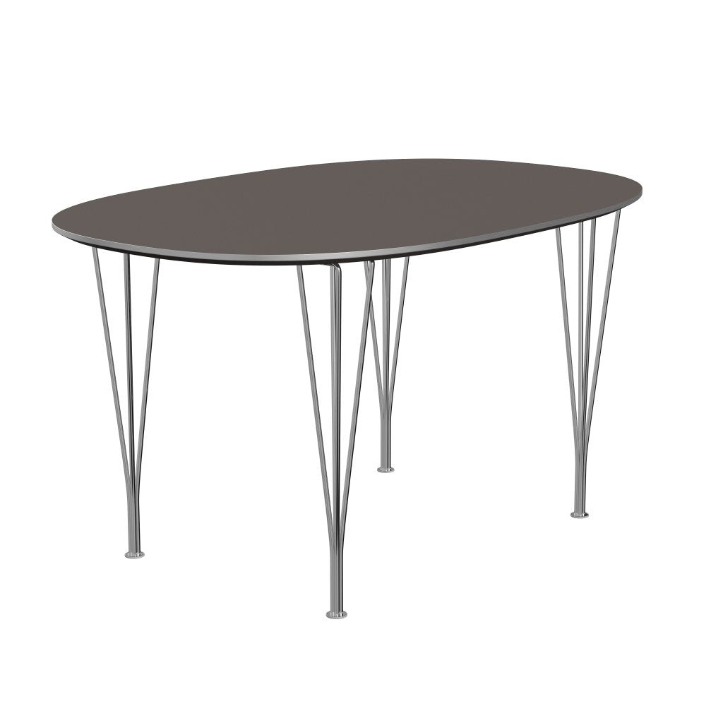 Fritz Hansen Superellipse matbord krom/grå fenix laminat, 135x90 cm