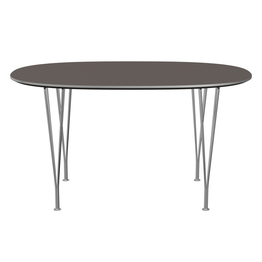 Fritz Hansen Superellipse spisebord krom/grå fenix laminater, 135x90 cm