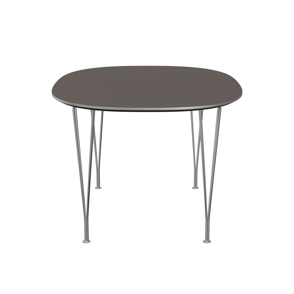Fritz Hansen Superellipse Dining Table Chrome/Grey Fenix Laminates, 150x100 Cm
