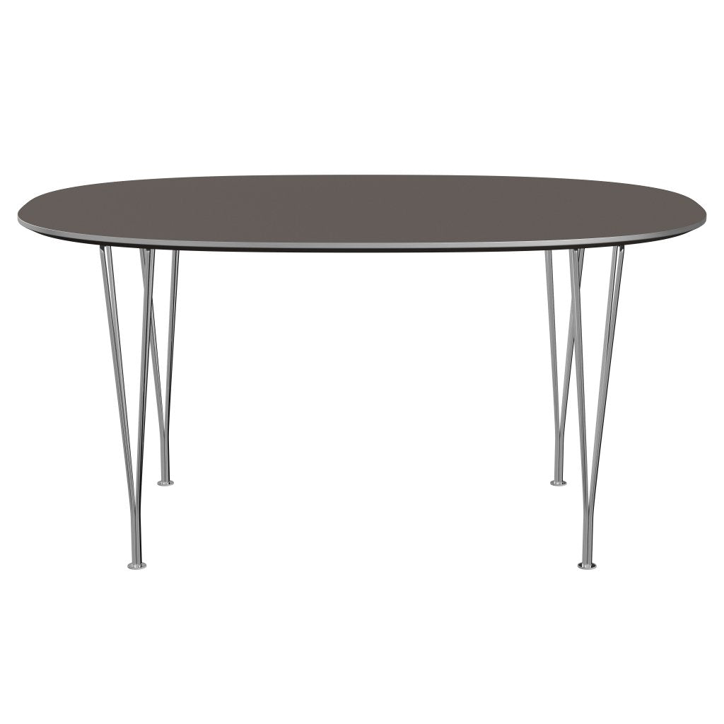 Fritz Hansen Superellipse餐桌Chrome/Grey Fenix层压板，150x100 cm