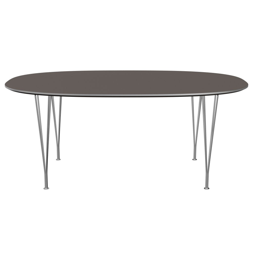 Fritz Hansen Superellipse matbord krom/grå fenix laminat, 180x120 cm
