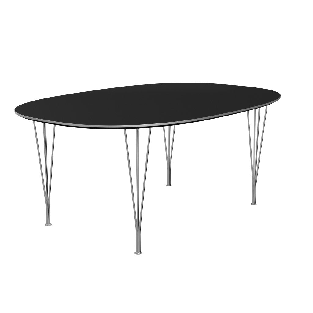 Fritz Hansen Superellipse Dining Table Chrome/Black Fenix Laminates, 180x120 Cm