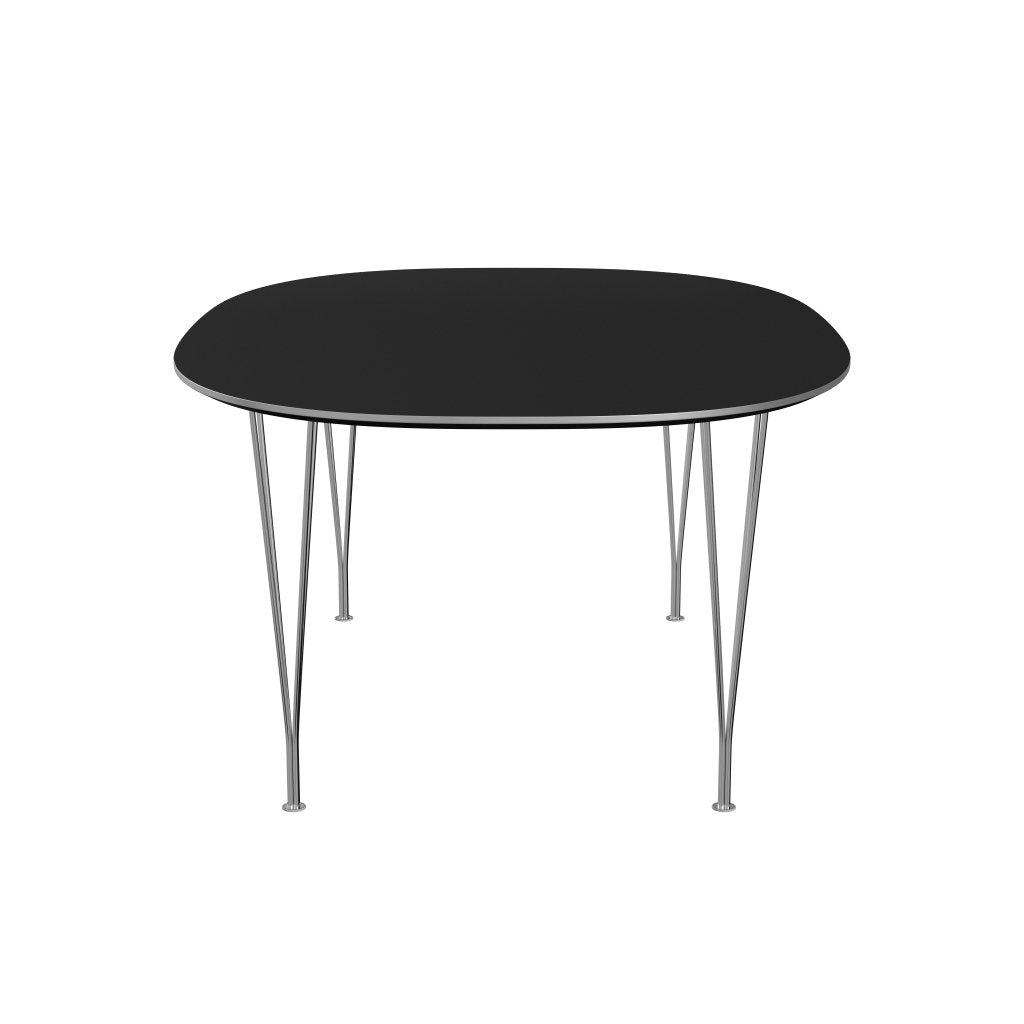 Fritz Hansen Superellipse Dining Table Chrome/Black Fenix Laminates, 180x120 Cm
