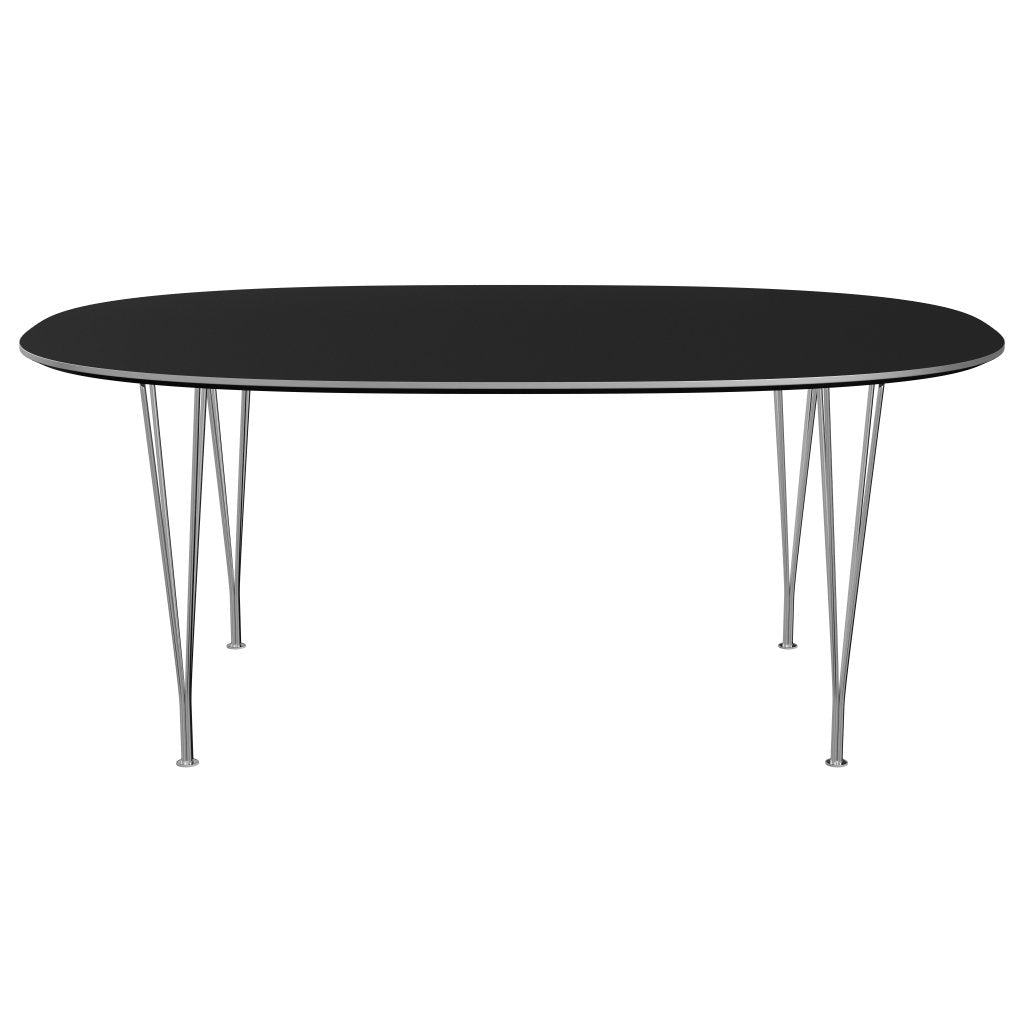 Fritz Hansen Superellipse spisebord krom/svart fenix laminater, 180x120 cm