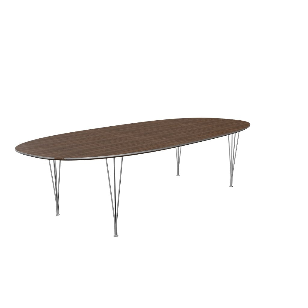Fritz Hansen Superellipse Dining Table Chrome/Walnut Veneer, 300x130 Cm