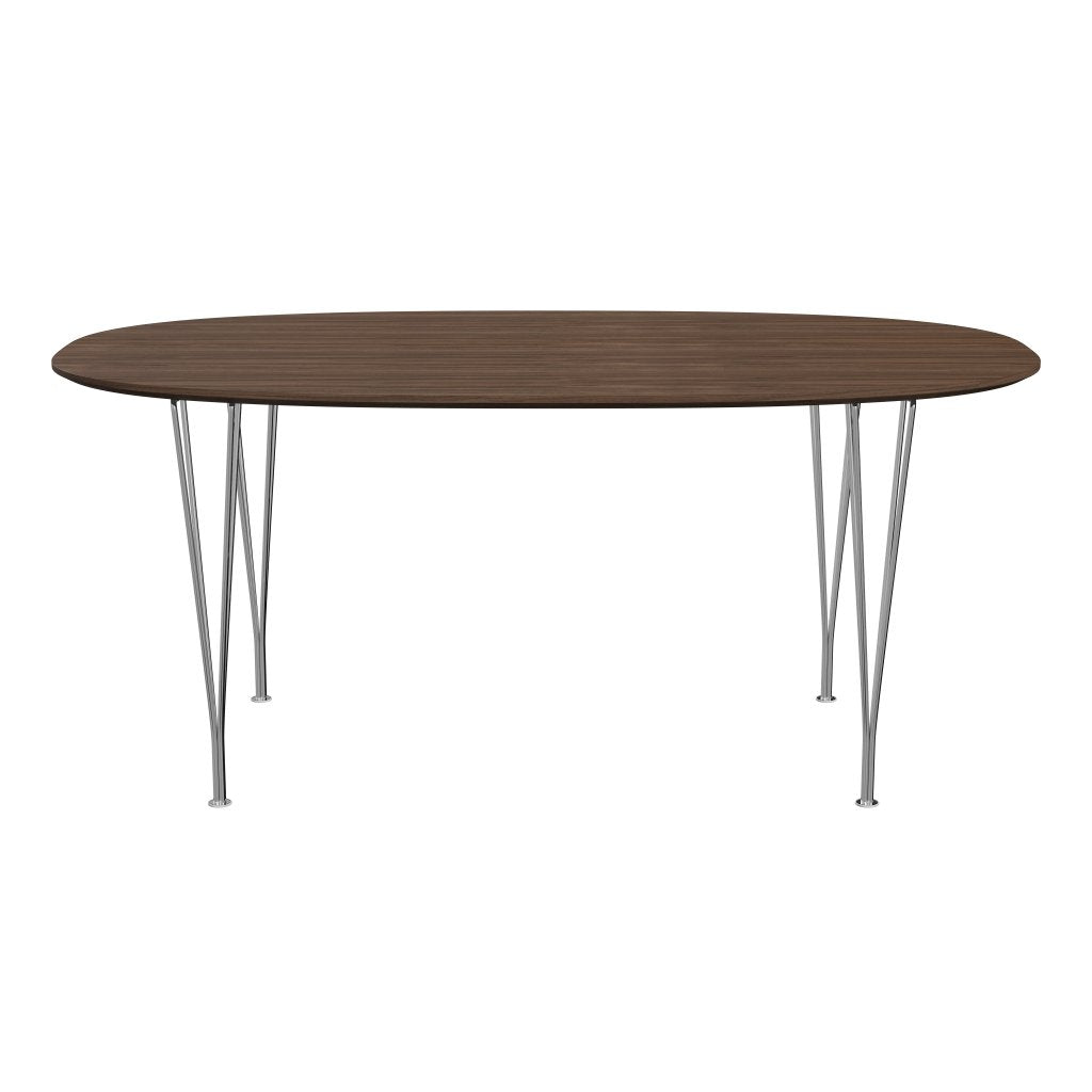 Fritz Hansen Superellipse Dining Table Chrome/Walnut Veneer With Walnut Table Edge, 170x100 Cm