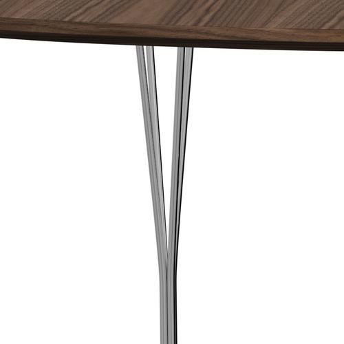 Fritz Hansen Superellipse spisebord Chrome/valnødfiner med valnødbordskant, 180x120 cm