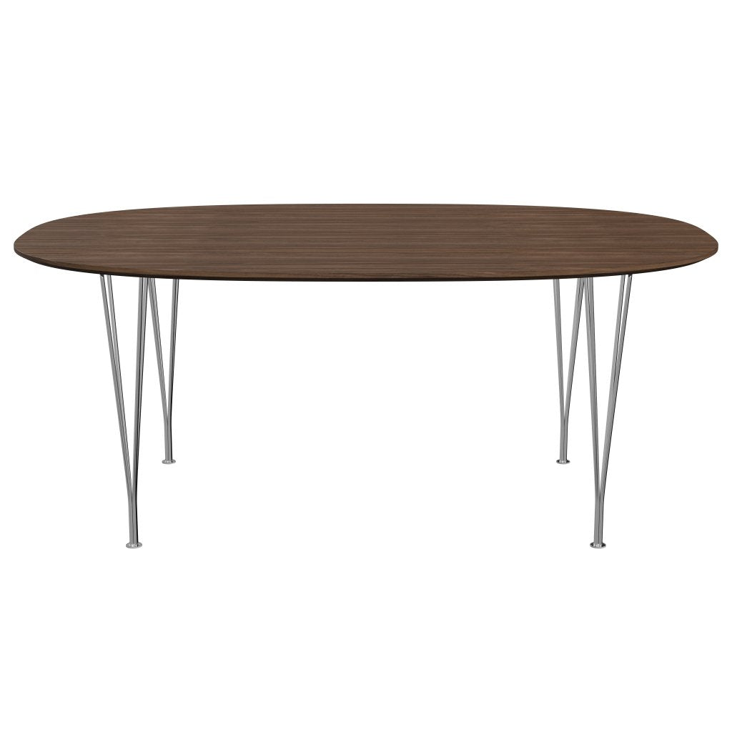 Fritz Hansen Superellipse Dining Table Chrome/Walnut Veneer With Walnut Table Edge, 180x120 Cm